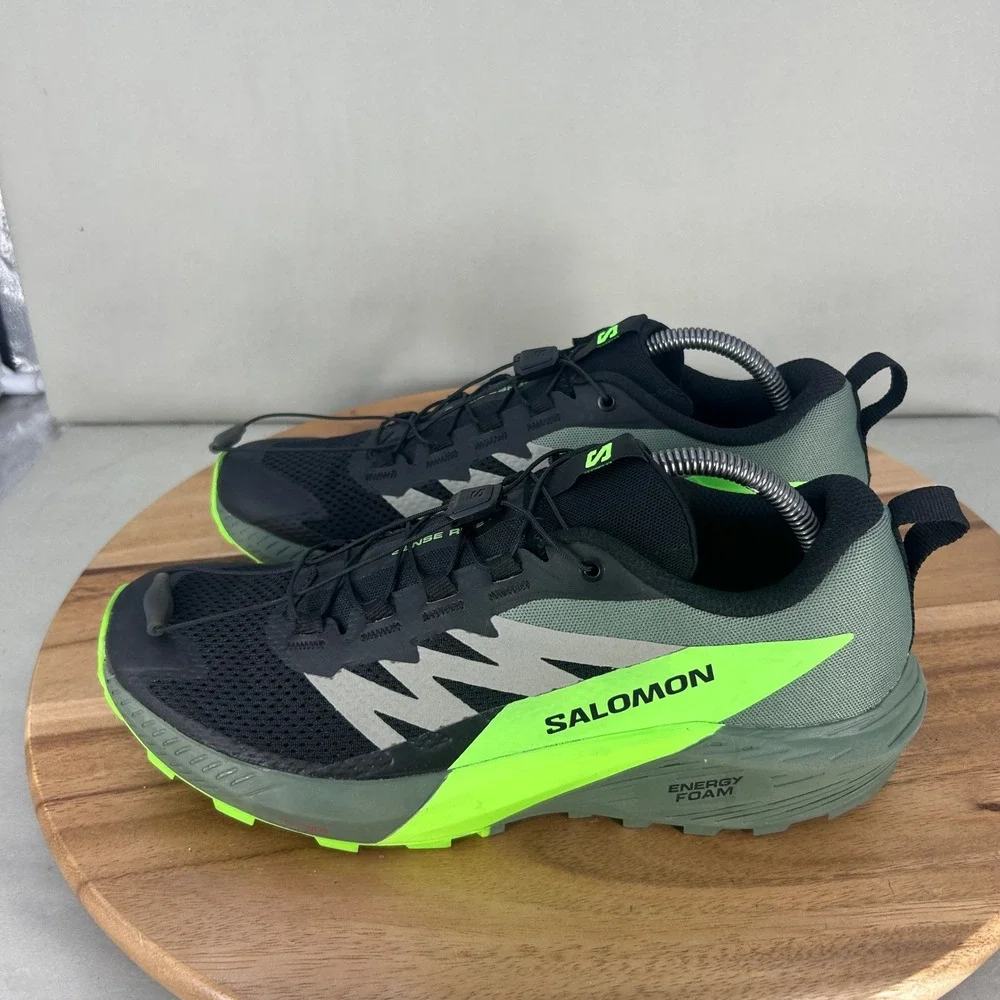 Salomon Sense Ride 5 Trail Running Shoes Mens Size 9.5 Green Black 473111